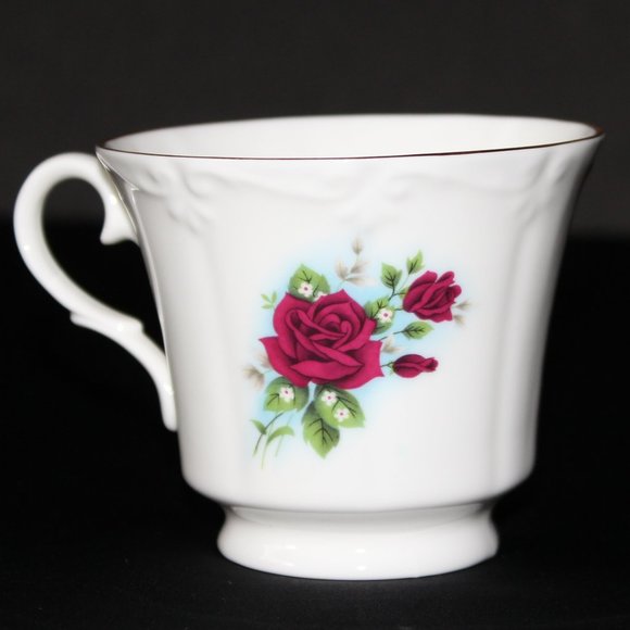 Vintage Fine Bone China Teacup Set with Red Roses | Sunrise Tea Cup & Saucer Set - Picture 5 of 16